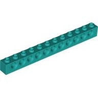 Lego kostka s otvory (kostička s dírami) 1x12, tmavě tyrkysová (4125500)